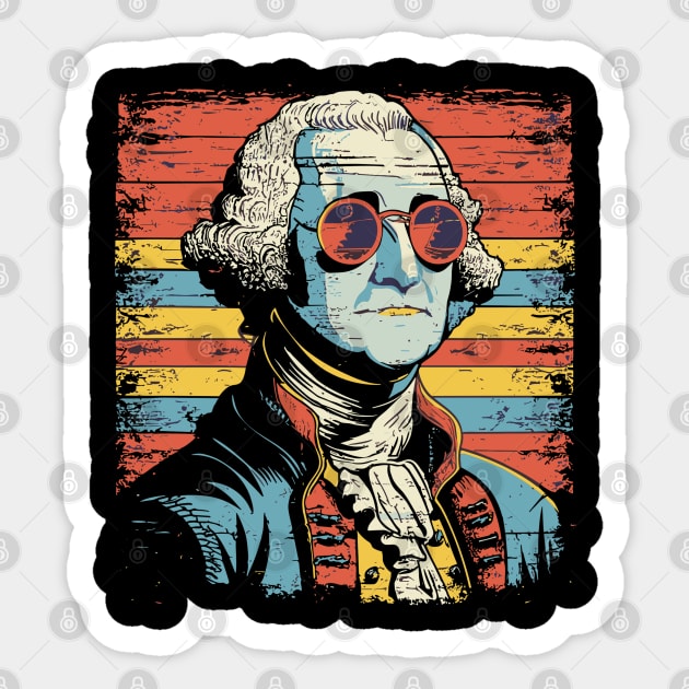 George Washington Funny July 4th American Flag Sticker by rhazi mode plagget